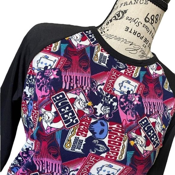 LuLaRoe Women’s XS Randy Baseball Tee Disney Villains Raglan Sleeves Loungewear - Picture 3 of 16